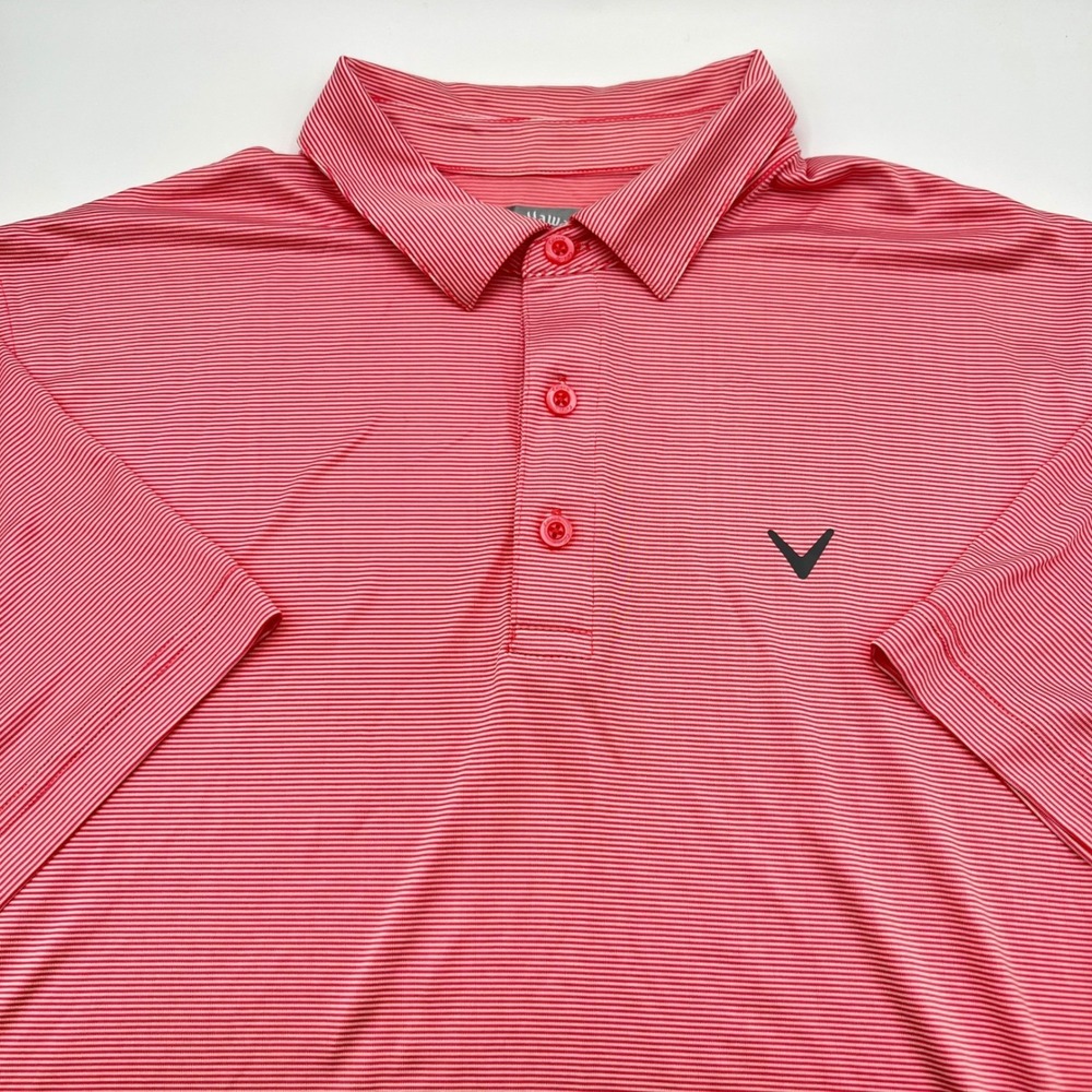 Callaway Opti-Dri Golf Polo Shirt Mens‎ Large Red Striped Short Sleeve EUC 0527